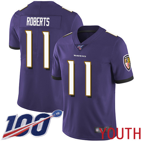 Baltimore Ravens Limited Purple Youth Seth Roberts Home Jersey NFL Football #11 100th Season Vapor Untouchable->youth nfl jersey->Youth Jersey